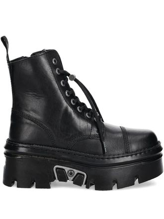 New Rock 60mm lace-up platform boots - Black