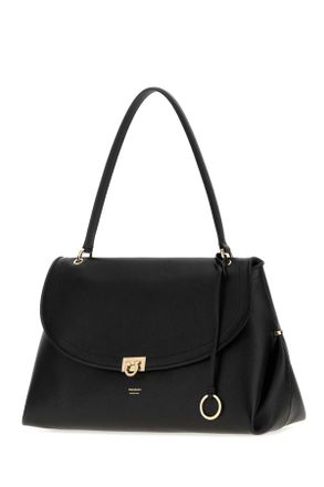 Ferragamo Womens Black Leather Shopping Bag Nerotestadimorotestadimoro Borse A Mano