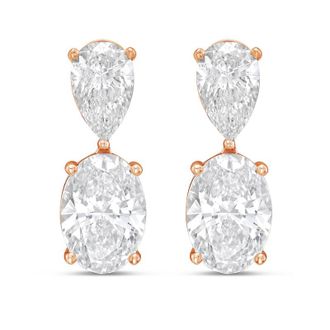 Diana M. Jewels 14K Rose Gold 8.00 Cts of Lab grown pear and oval shape diamond drop earrings