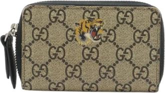 Gucci Pre-owned GG Supreme Leren Portemonnee - Dames - Vintage Accessoires - Beige - ONE Size - Leer - Vintage