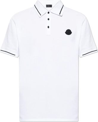Moncler Logo Patch Polo Shirt - Heren - Polos - Wit - XL - Katoen - Tops
