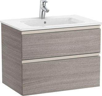 Roca Pack Unik mueble base de dos cajones + lavabo central THE GAP - ROCA Color: Roble City texturizado - Medidas: 705x460x537 mm