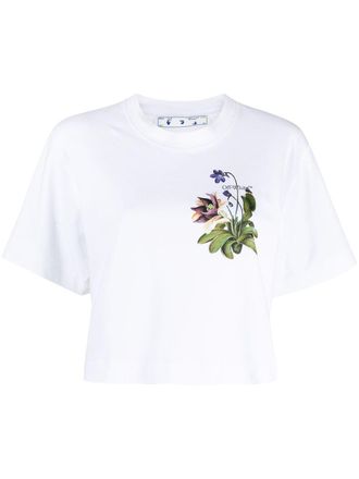 Off-white botanical Arrows cropped T-shirt