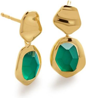 Monica Vinader Odyssey Green Onyx Drop Earrings in 18K Gold Vermeil /Green Onyx at Nordstrom