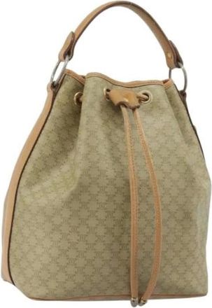 Celine Vintage, unisex, Beige, ONE Size, Leer, Pre-owned Macadam Canvas Bucket Bag