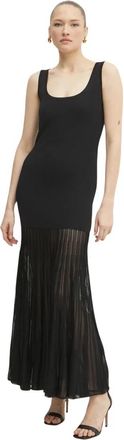 Michael Kors Stretch Viscose Blend Sheer Maxi Jurk - Dames - Maxi kleedjes - Zwart - M - Nylon - Kleedjes