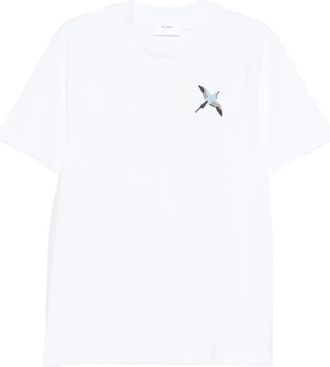 Axel Arigato Tops, Heren, Wit, L, Graphic T-shirt met ronde hals en korte mouwen