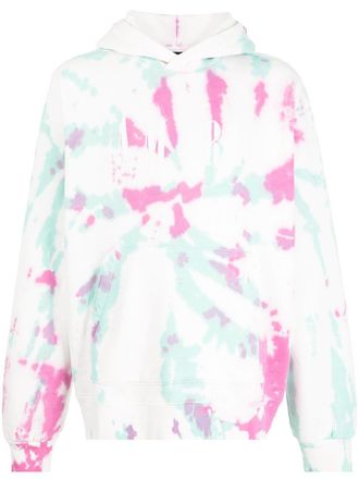 Amiri logo-print tie-dye hoodie - men - Cotton - L - White