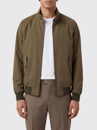Baracuta Cotton Blend Bomber Jacket with High Collar and Zip Closure