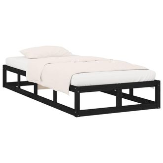 Berkfield Home Beautiful Bed Frame Black 75x190 cm Small Single Solid Wood