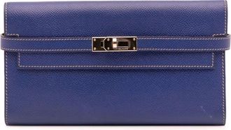 Hermès Portafoglio Kelly Longue in pelle Epsom 2012 - Blu
