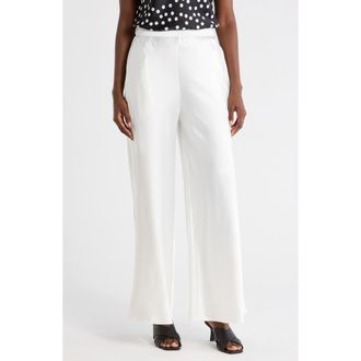 Renee C Satin Wide Leg Pants in White at Nordstrom Rack, Size X-Large