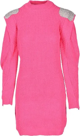 Odi Et Amo Fuchsia Rhinestone Embellished Dress