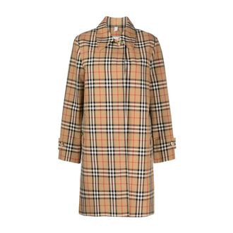 Burberry Single-Breasted Coats, female, Beige, Size: 2XS Beige Plaid Check Jacket