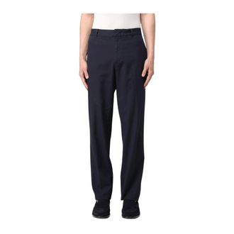 Emporio Armani Straight Trousers, male, Blue, Size: L Relaxed Fit Casual Trousers