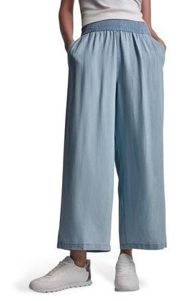 DKNY High Rise Tencel Lyocell Wide Leg Pants in Chambray Stripe at Nordstrom Rack, Size Medium