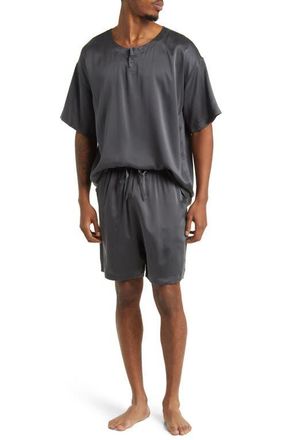 Lunya Henley Washable Silk Short Pajamas in Meditative Grey at Nordstrom, Size Xx-Large