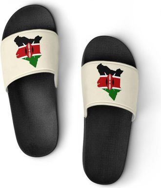 Generic Kenyan Flag Map Shower Shoes Slipper for Women Men Beach Slippers Quick Drying Non Slip Open-Toe Sandals