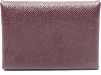 Herm&egrave;s Bordeaux Epsom Leather Coin Purse/Coin Case (Pre-Owned)