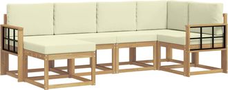 vidaXL Conjunto De Sof&aacute;s De Exterior 6 Uds. Blanco Y Crema Poli&eacute;ster Vidaxl