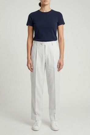 Brunello Cucinelli White Striped Relaxed Trousers, Brand Size 48 (US Size 14)