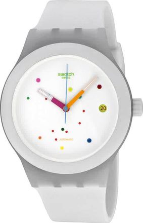 Swatch Sistem Automatic White Dial White Rubber Mens Watch SUTW400