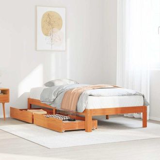 vidaXL Estructura De Cama Con Cajones Madera De Pino Marr&oacute;n 75x190 Cm Vidaxl