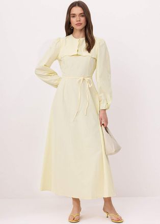 Trendyol Modest Dames Groen Effen Maxi Lang Skater Modest Jurken