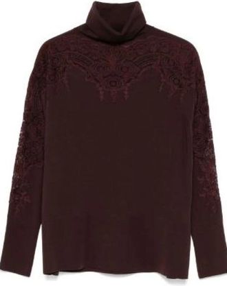 Ermanno Scervino Roll Neck Sweater - Dames - Coltruien - Bruin - M - Wol - Truien & Vesten