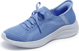 Skechers Womens Ultra Flex 3.0 Brilliant Path, Periwinkle Knit/Pink Trim, 5 UK