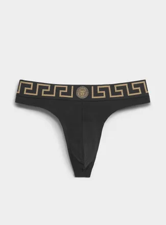 Versace Mens Gold signature logo thong Cotton