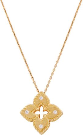 Roberto Coin 18K Yellow Gold Petite Venetian Princess Satin Flower Pendant With Diamond Accent
