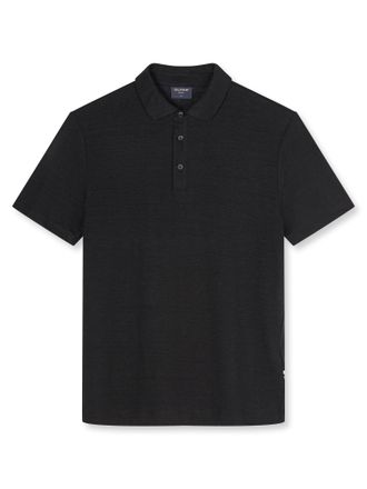 Olymp Poloshirt OLYMP, Herren, Gr. XXL, schwarz, Web, Obermaterial: 95% Leinen, 5% Elasthan, unifarben, regular fit h&uuml;ftbedeckend, Rundhals, abgesteppte Kan
