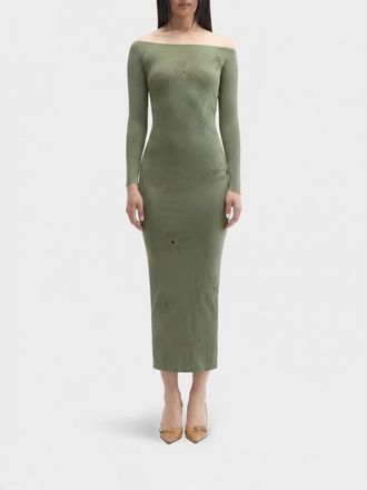 MACCAPANI Monogram Midi Dress in Jersey with Floral Embroidery