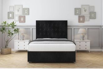 Comfort Beds Savannah Naples Divan Set No Drawers-26 Headboard in Black | Size: Double