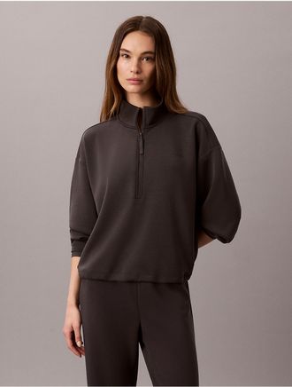 Calvin Klein Calvin Klein Womens Ultra Soft Knit 1/4 Zip Sweatshirt - Grey - XL