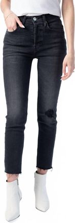 Re/Done Power Stretch High Rise Ankle Crop Jeans In Lived-In Black