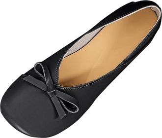 Generic Black Bow Accent Slip-On Shoes with Round Toe for Women, Lightweight and Supportive, Great for Everyday Use and Dressy Occasions