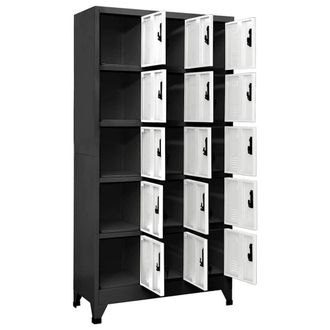 Berkfield Home Locker Cabinet Anthracite & White 90x40x180 cm Steel in Black | Size: 90 x 40 x 180 cm