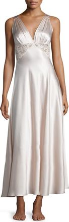 Christine Lingerie Bijoux Lace-Inset Silk Gown
