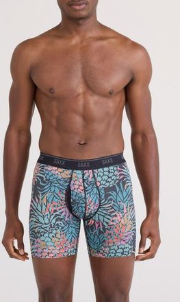 Saxx Quest Quick Dry Mesh Slim Fit Boxer Briefs in Pineapple Patch-Multi at Nordstrom, Size Xx-Large