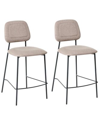 Beliani Conjunto de 2 sillas de bar Lino sint&eacute;tico Gris pardo