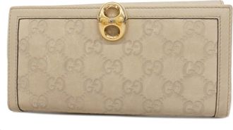Gucci Beige Leather Long Wallet (Bi-Fold) (Pre-Owned)