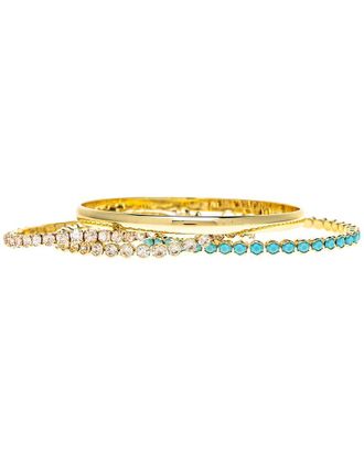 Rivka Friedman 18K Plated Cz Turquoise Bracelet