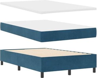 vidaXL Box Spring Bed with Mattress Dark blue 120 x 200 cm Velvet vidaXL