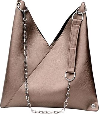 Yardwe PU Chain Crossbody Bag for Women Large Capacity Shoulder Bag Fashionable Golden Chic for Party Shopping Dating Everyday Use