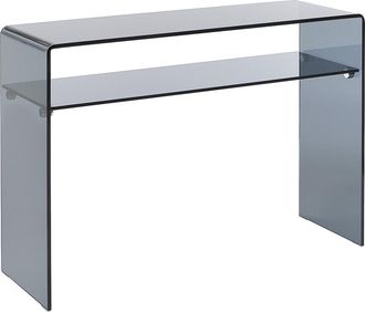 Vente-Unique Consola con 1 estante en vidrio templado - Antracita - STILEOS