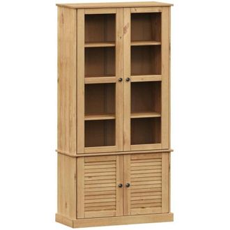 vidaXL Vidaxl - Armario Con Vitrina Vigo Madera Maciza De Pino 85x35x170 Cm