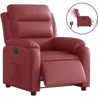 vidaXL Vidaxl - Sill&oacute;n Reclinable El&eacute;ctrico De Cuero Sint&eacute;tico Rojo Tinto