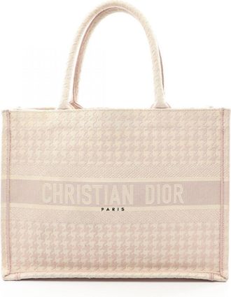 Dior Pink White Canvas Handbag Tote Bag (Pre-Owned)
